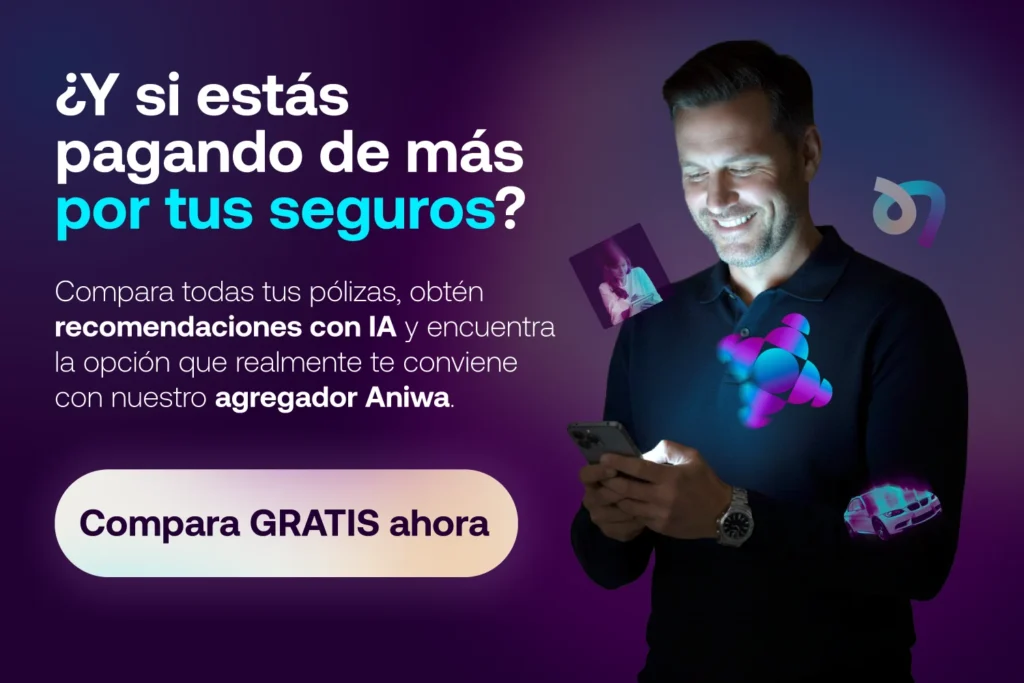 Banner que te incita a comprobar si estás pagando más por tus seguros y a probar la appa de Aniwa.