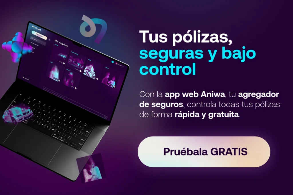 Banner en el que se muestra un pc con la app web de Aniwa mostrando tus pólizas de seguro bajo control.