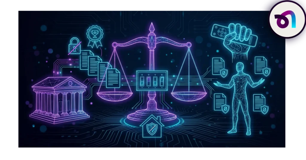 Representación gráfica de una balanza comparando las condiciones de una entidad bancaria frente a la libertad de elección del usuario para contratar seguros vinculados a la hipoteca.