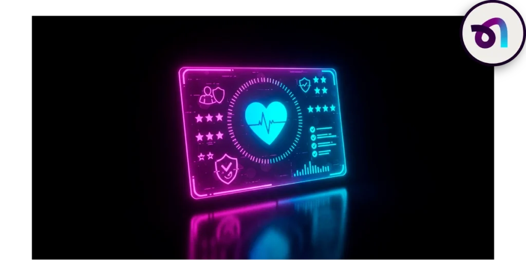 Tarjeta con un corazón que simboliza la clasificación de la OCU sobre los seguros de salud mejor valorados.