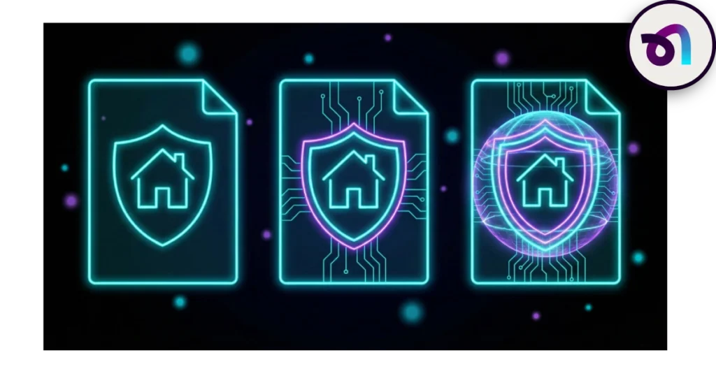 Representación de los diferentes tipos de seguros de hogar. 